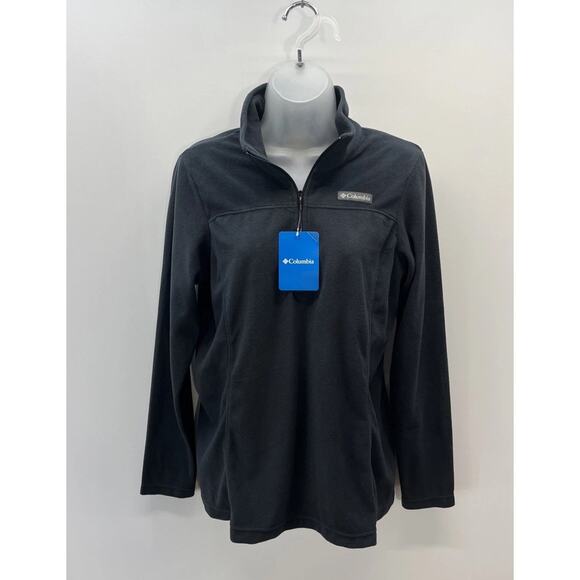 Columbia Black Half Zip Micro-Fleece Jacket Women Size M Lightweight Lake Aloha - Picture 1 of 8